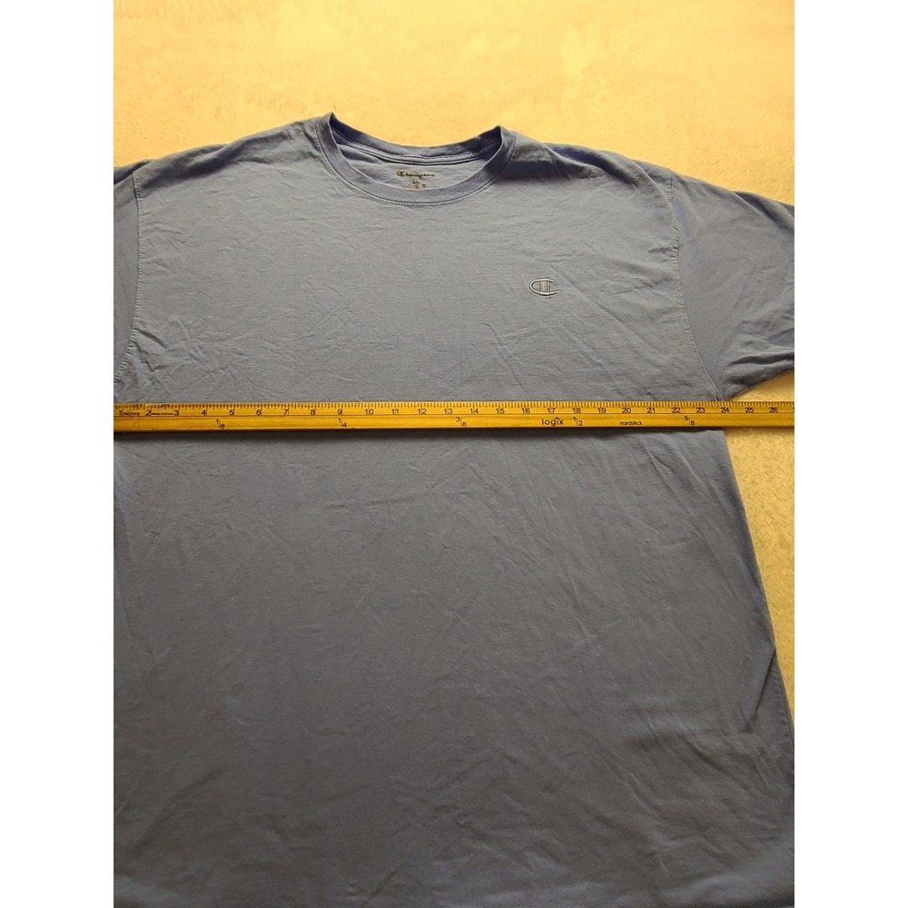 Champion Men's 2XL Short Sleeve TShirt Light Blue Crew Neck Embroidered Logo Tee - Picture 14 of 14